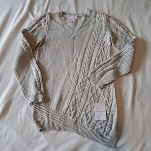 Tommy Bahama girls size 14 asymetric gray metallic long sleeve sweater NWT